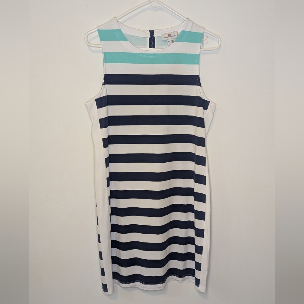 Vineyard Vines Combo Striped Knit Sleeveless Navy and White Dress Size Small